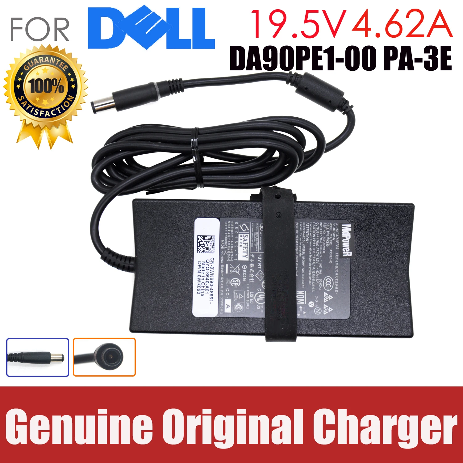 

Original 19.5V 4.62A 90W For DELL 1DA90PS2-00 E4200 E4300 E4310 E5400 E5410 E5410 E5430 E5500 laptop supply AC adapter charger