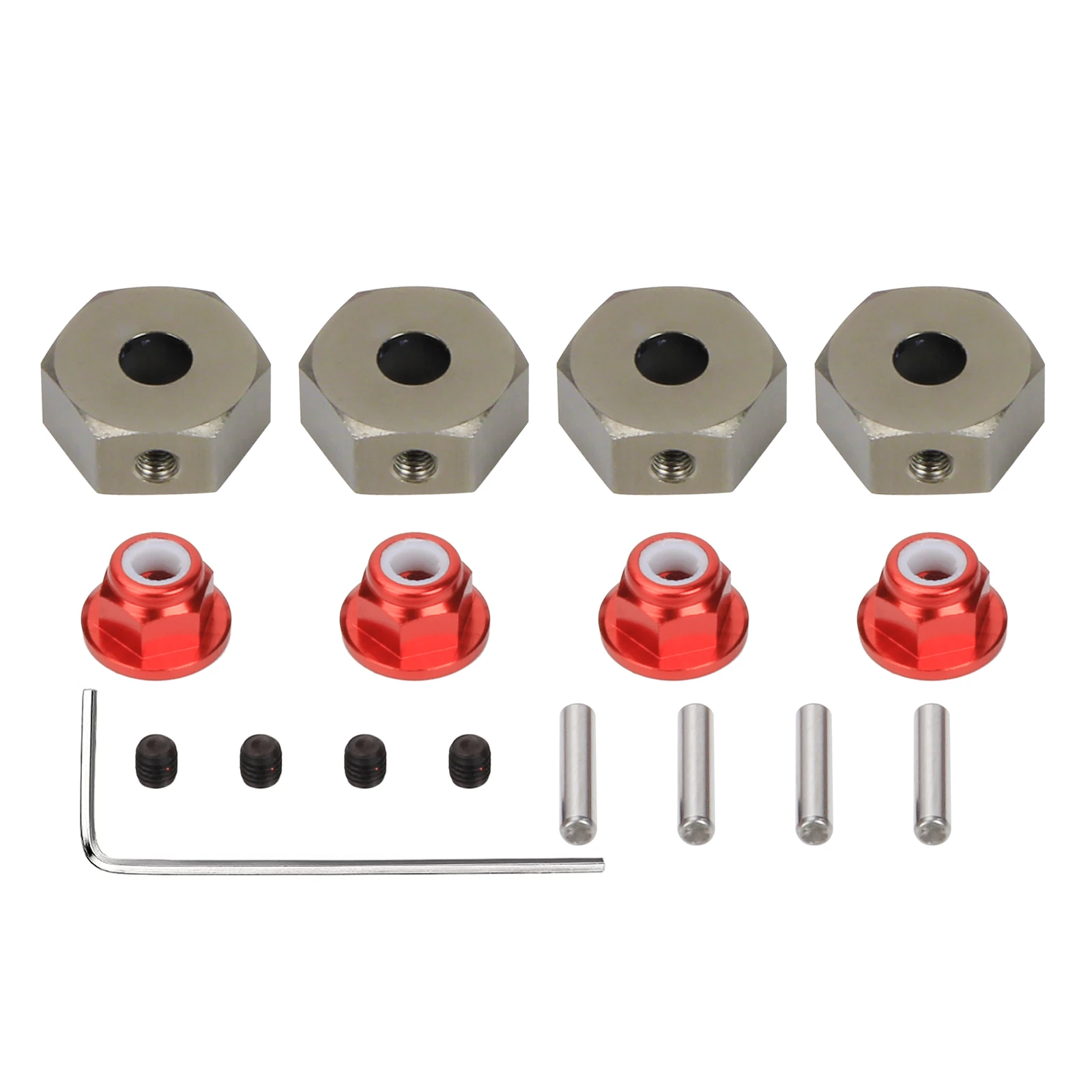 Alloy 14mm wheel hex hub adapter/M4 serrated lock nut for 1/10 ARRMA 3s&Mega550 Vorteks Senton Granite Big Rock part