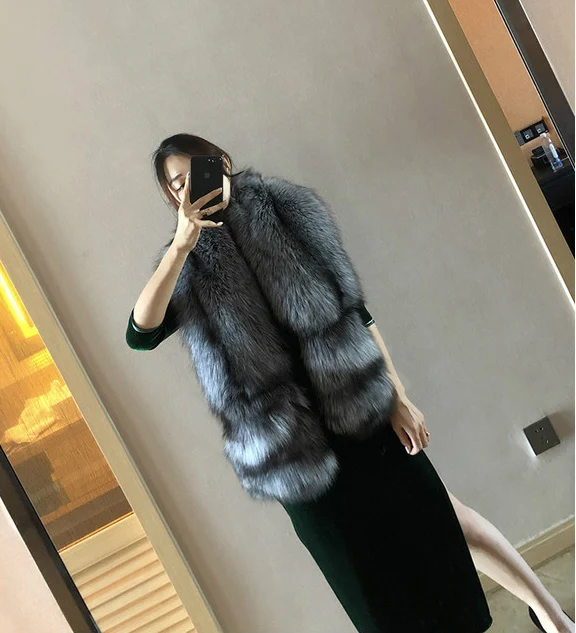 MS.MinShu-Luxury Fox Fur Scarf, Big Skin Scarf, Natural Fox Fur