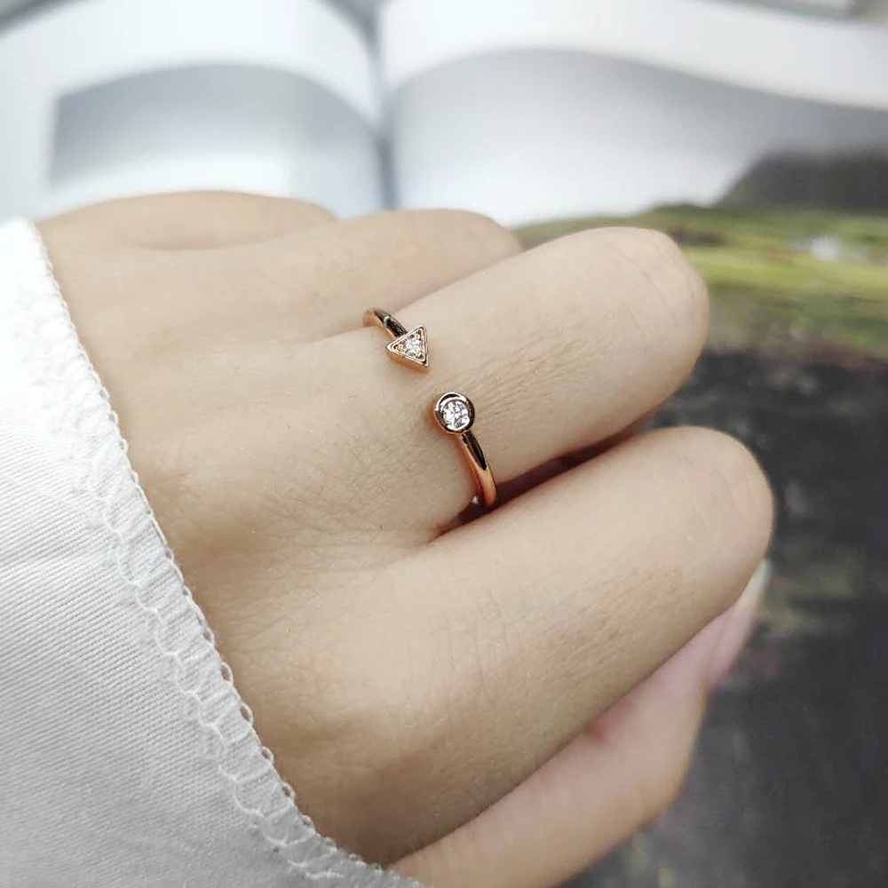 ZHOUYANG Dainty Ring For Women Girls Simple Geometric Arrow Rose Gold Color Open Finger Ring Daily Gifts Fashion Jewelry R922