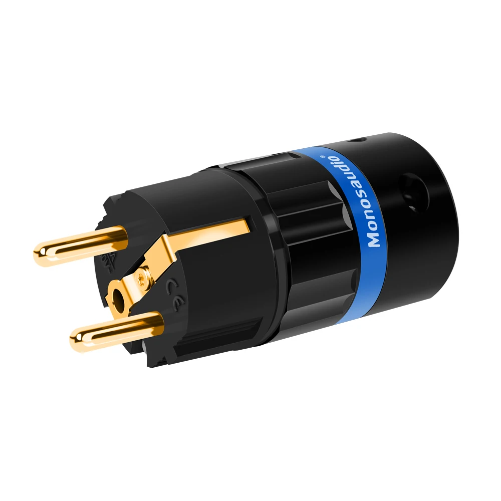 

E104G/F104G Pure Copper Gold Plated EU Version Power Plug Schuko European Male Connector Plug+IEC Female Plug