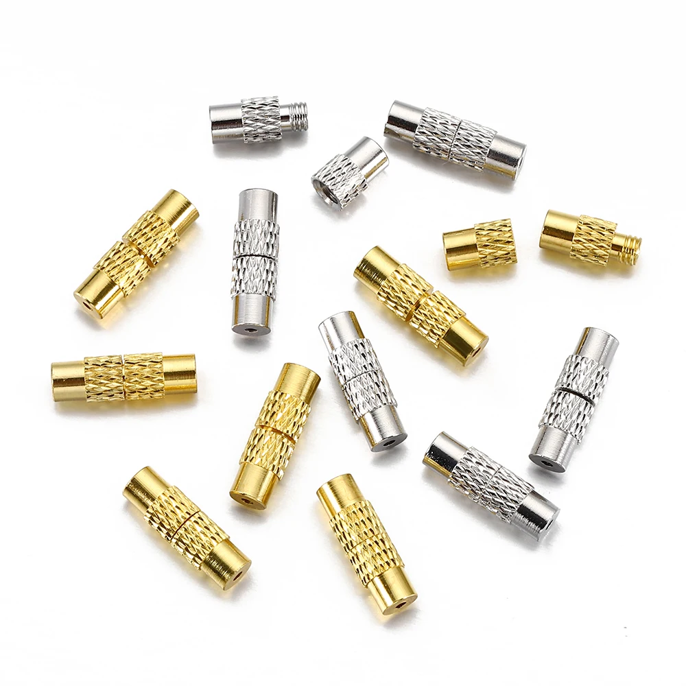 20 Stuks 3.8X13Mm Messing Sluitingen Schroef Fastener Fit Cord Touw Draad End Connector Voor Diy Sieraden Maken armband Ketting Accessoires