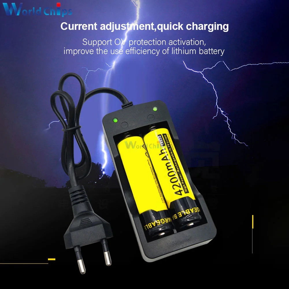 2x18650 Lithium Battery Charger 2 Slots Ni-MH/Ni-Cd Rechargeable Battery Charging AC 100-240V EU/US Plug