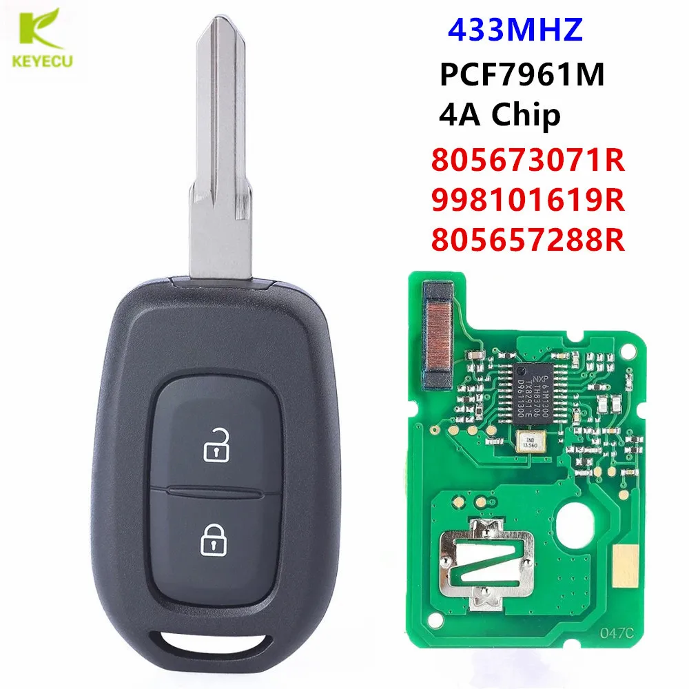 KEYECU Replacement Remote Key Fob 2Button 433MHz 4A for For Renault Sandero Logan Lodgy Dokker Dacia Duster 2016-2020 805657288R