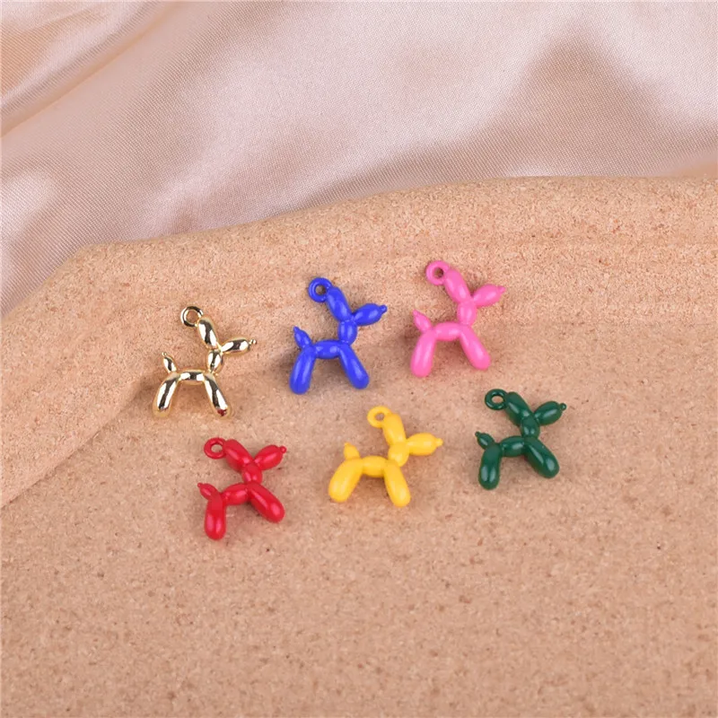 10 개/갑 3D 풍선 개 금속 매력 펜던트 귀걸이 팔찌 DIY 목걸이 보석 만들기