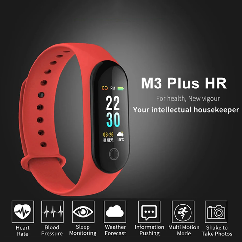 M3 plus HR waterproof smart bracelet P67 blood pressure heart rate monitoring pedometer multi-function sports can smart watch