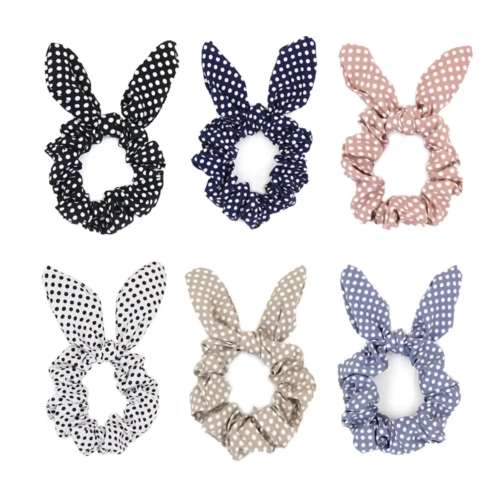 Furling Girl 1PC  Bohemia Dot Rabbit ears Polyester Hair Ponytail Holder Hair ties Elastic Hair Bands for Women