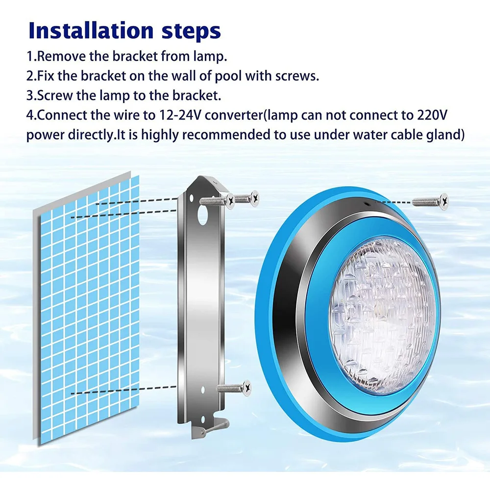 54W LED Pool Light RGB LED Light Swimming Pool Lighting Outdoor Light Removable Swimming pool Lights Underwater lamp for Pools