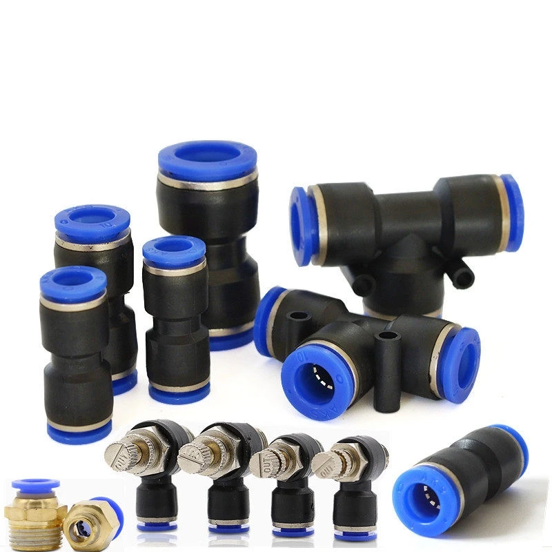 1PC Air/Water Hose Tube Quick Connector T/Y/L/Straight Type Pneumatic Push Fittings  4 to 16mm PY/PV/PZA/PU/PK/SA/PA/PM/HVFF/PE