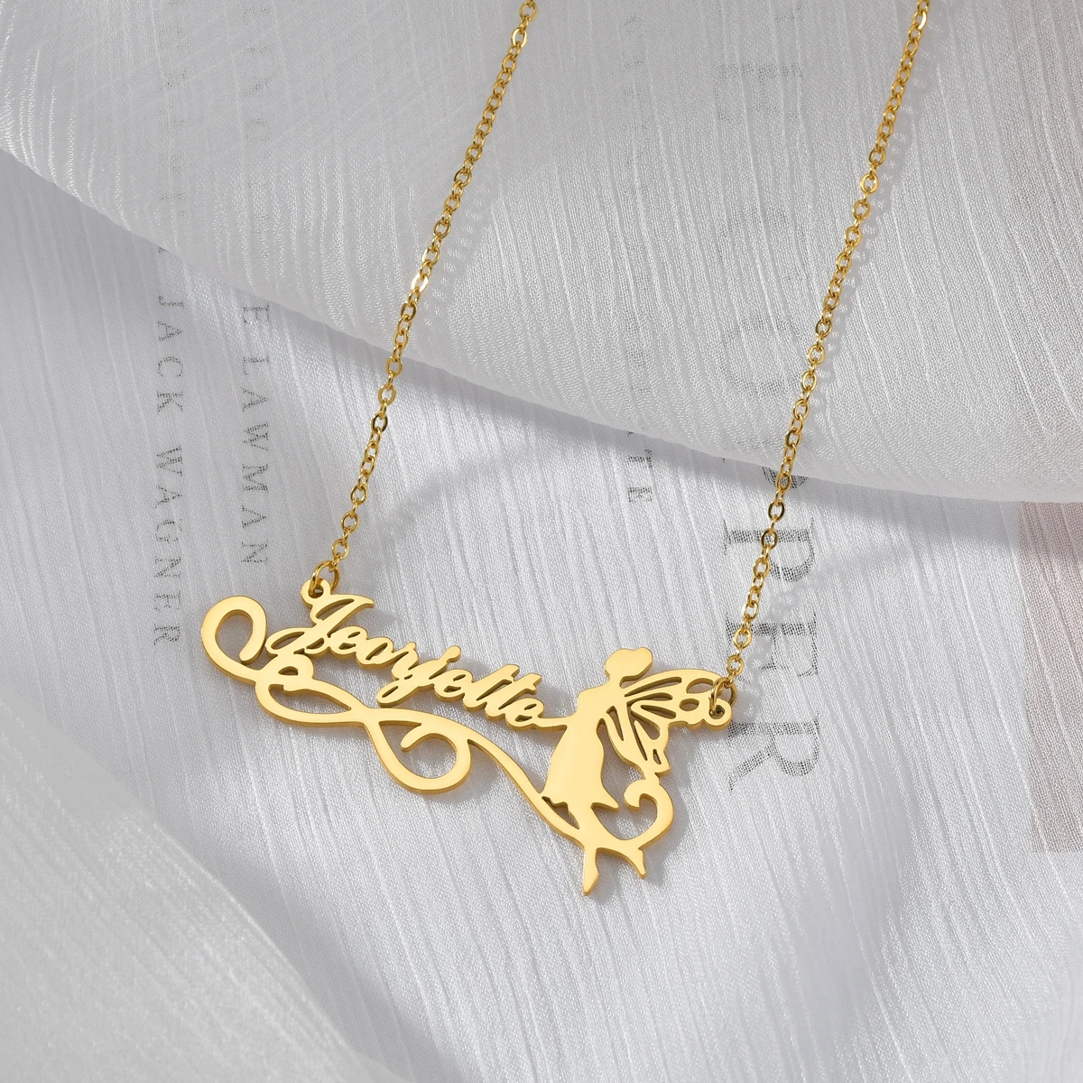 Fashion Custom Name Stainless Steel Lovely Shape Kids Necklaces Personalized Jewelry Chain Crown Heart Chain for Women Gifts