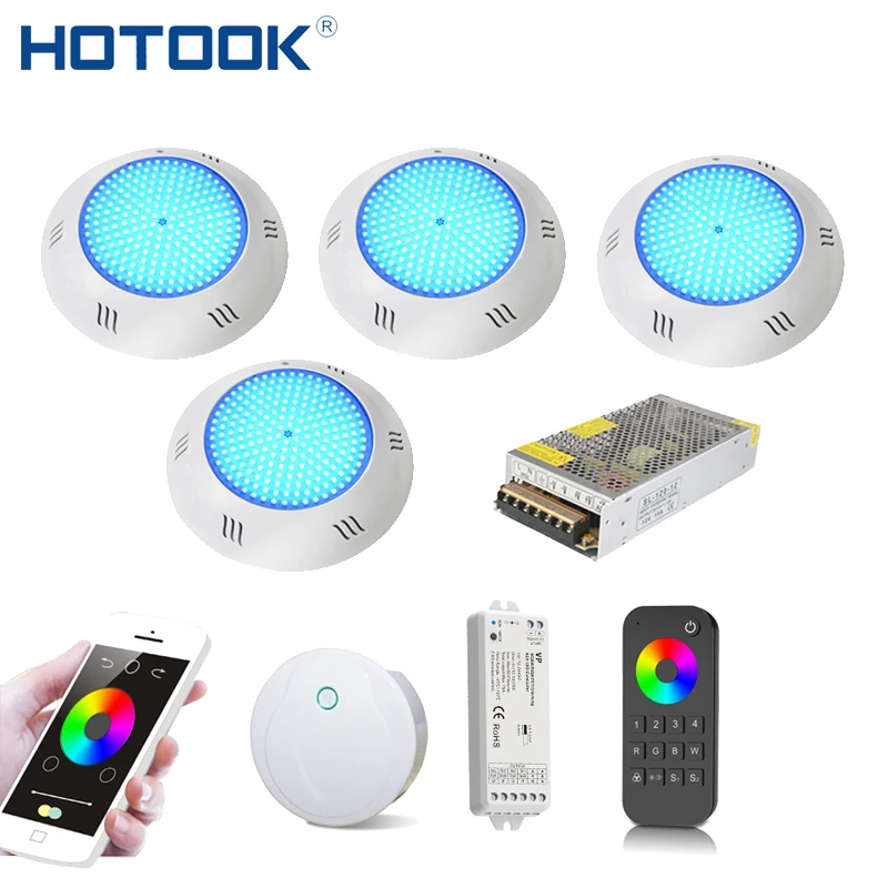 hotook conduziu luzes da piscina wifi 36w rgbww rgbcw 24g kit resina cheio foco com temporizador dimmer app controlado 01