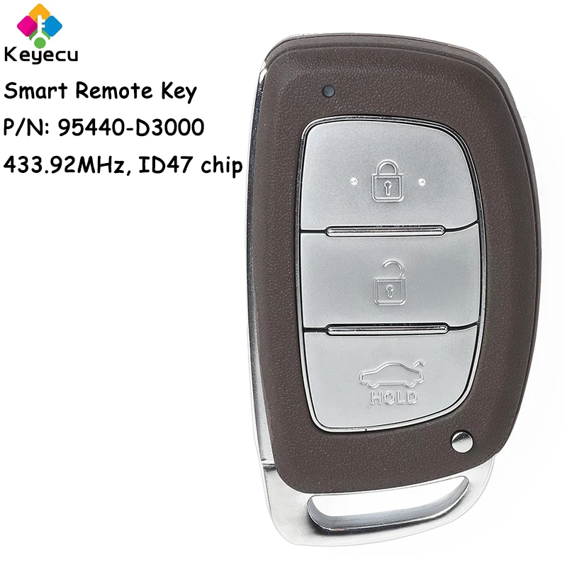 KEYECU Smart Remote Control Car Key With 3 Buttons 433.92MHz ID47 Chip for Hyundai Tucson 2016 2017 2018 Fob P/N: 95440-D3000