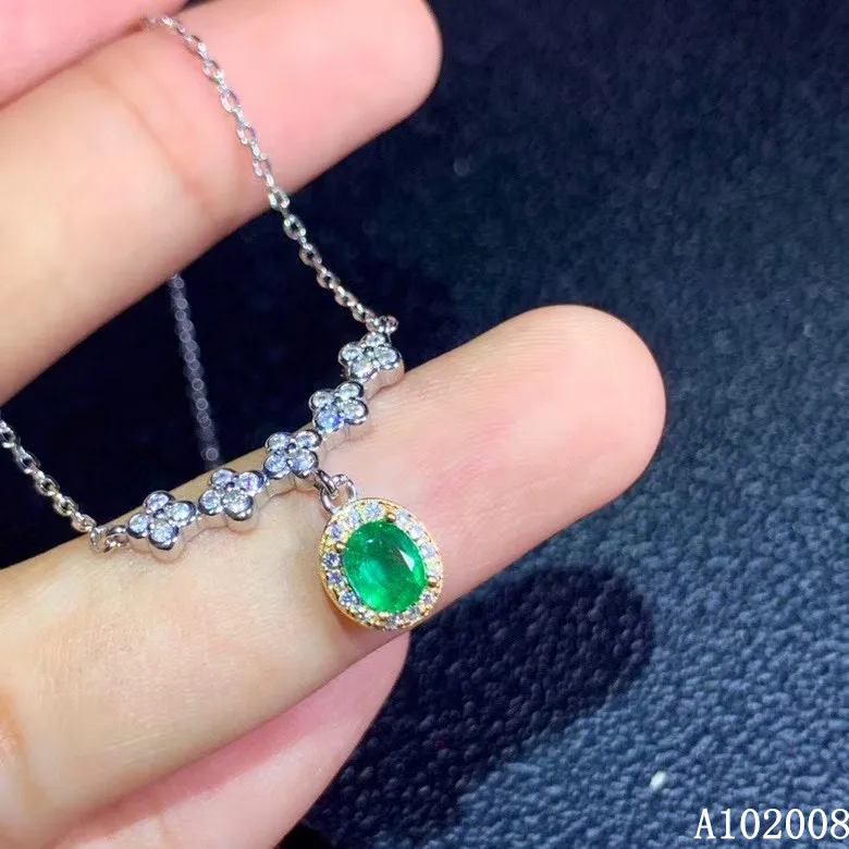 

KJJEAXCMY fine jewelry 925 pure silver inlaid natural emerald girl new Pendant luxury Necklace support test hot selling