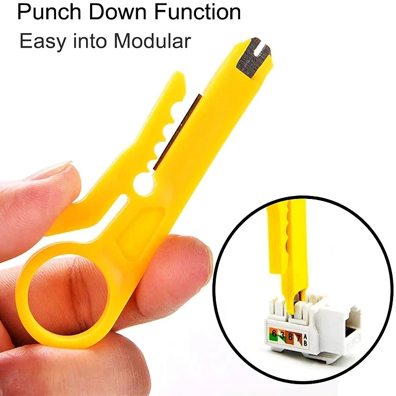 HTOC RJ45 Pass Through Crimp Tool Network Cable Tester 50PCS CAT6 Pass Connectors Mini Wire Stripper RJ45 Coupler For CAT5 CAT6