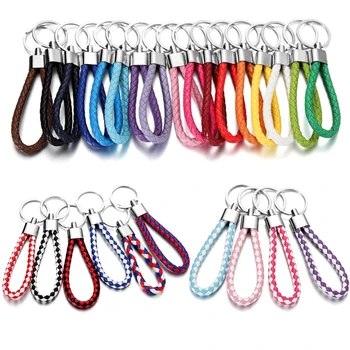 5 stks/pak PU Leer Gevlochten Geweven Touw Sleutelhanger DIY Tas Hanger Sleutelhanger Houder Auto Sleutelhanger Eenvoudige Multiuse Sleutelhouder Geschenken