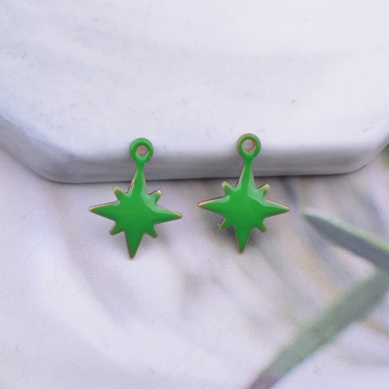 30 Stück 10*13mm Kupfer-Sternanhänger mit beidseitiger Emaille-Besetzung für Ohrringe, Halsketten und Anhänger – Detail 7