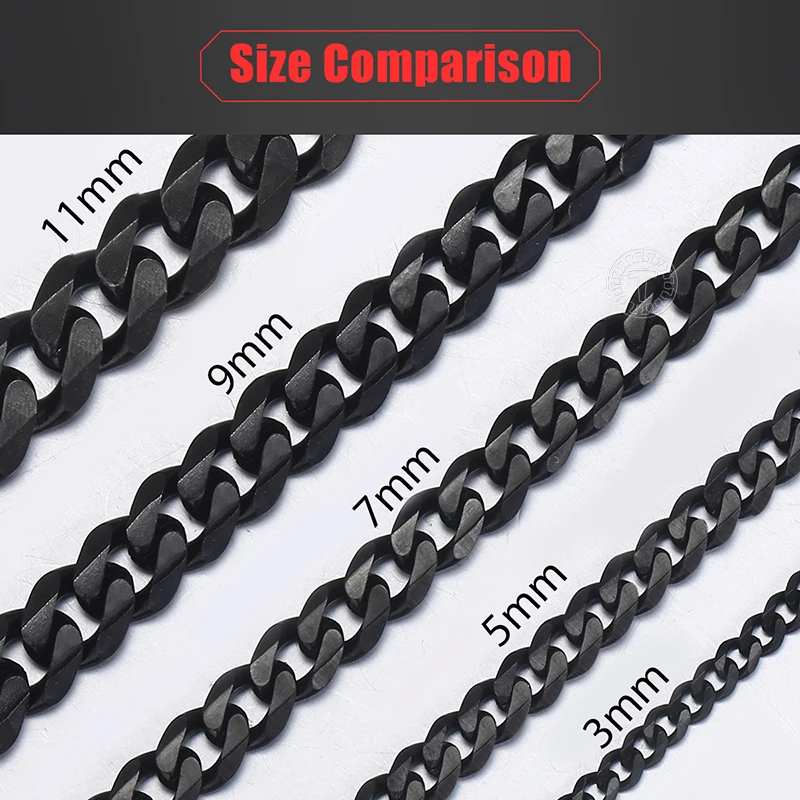 Women's Men's Bracelet Stainless Steel Bracelet for Men Women Curb Cuban Link Chains Black Gold Silver Color 3/5/7/9/11mm LKBB9