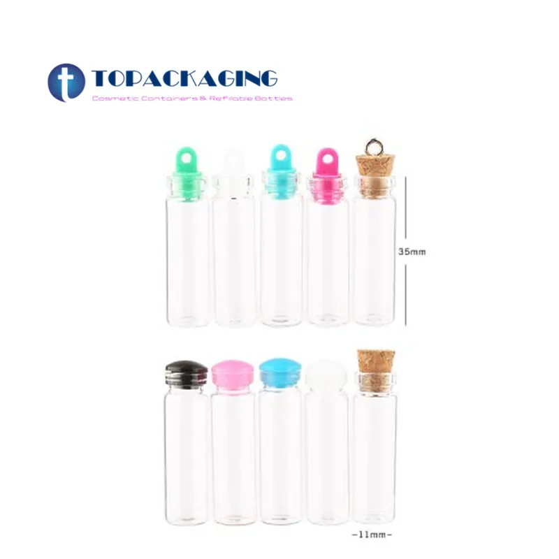 

100PCS*2ML Small Mini Cute Charm Clear Glass Bottle with Cork used as DIY Wishing Glass Vial Pendant Samples Vials PP Stopper