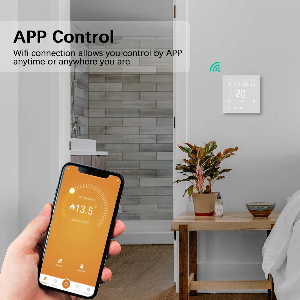 Tuya Smart Life WiFi Thermostat Touch Screen Heating Temperature Controller Work for Electric Floor Heating Water/Gas Boiler