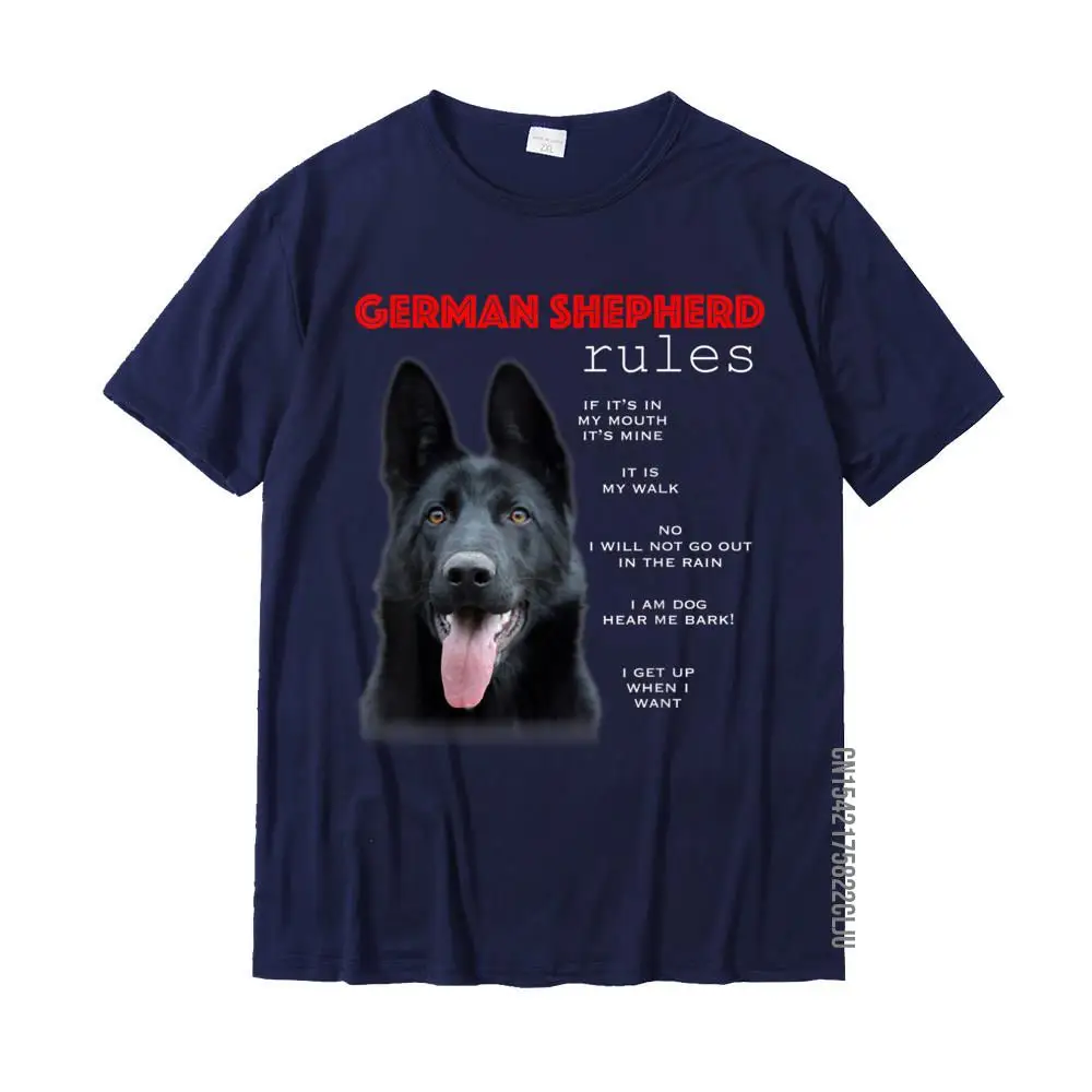 Funny Rules For The Owner Of A Black German Shepherd T-Shirt Cotton Men T Shirts Classic Tops & Tees Prevailing 3D Printed