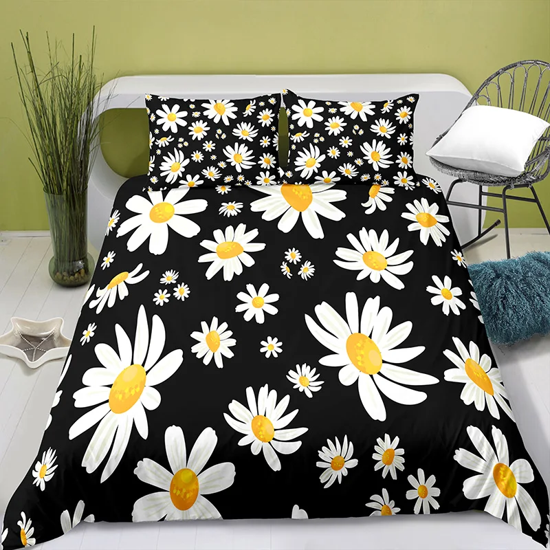 

Home Textiles Printed Small Daisy Print Bedding Quilt Cover & Pillowcase 2/3PCS US/AE/UE Full Size Queen Bedding Set