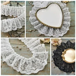 5CM Wide New Embroidery White Black 3D Flower Lace FabricTrim Ribbon DIY Sewing Applique Collar Dress Wedding Guipure Decor