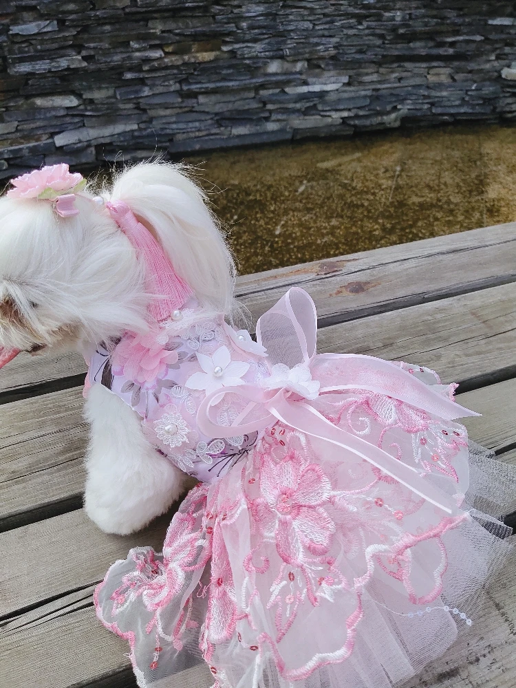 pink dog wedding dress FairyTail Bride Dog Wedding Dress JellyJoy