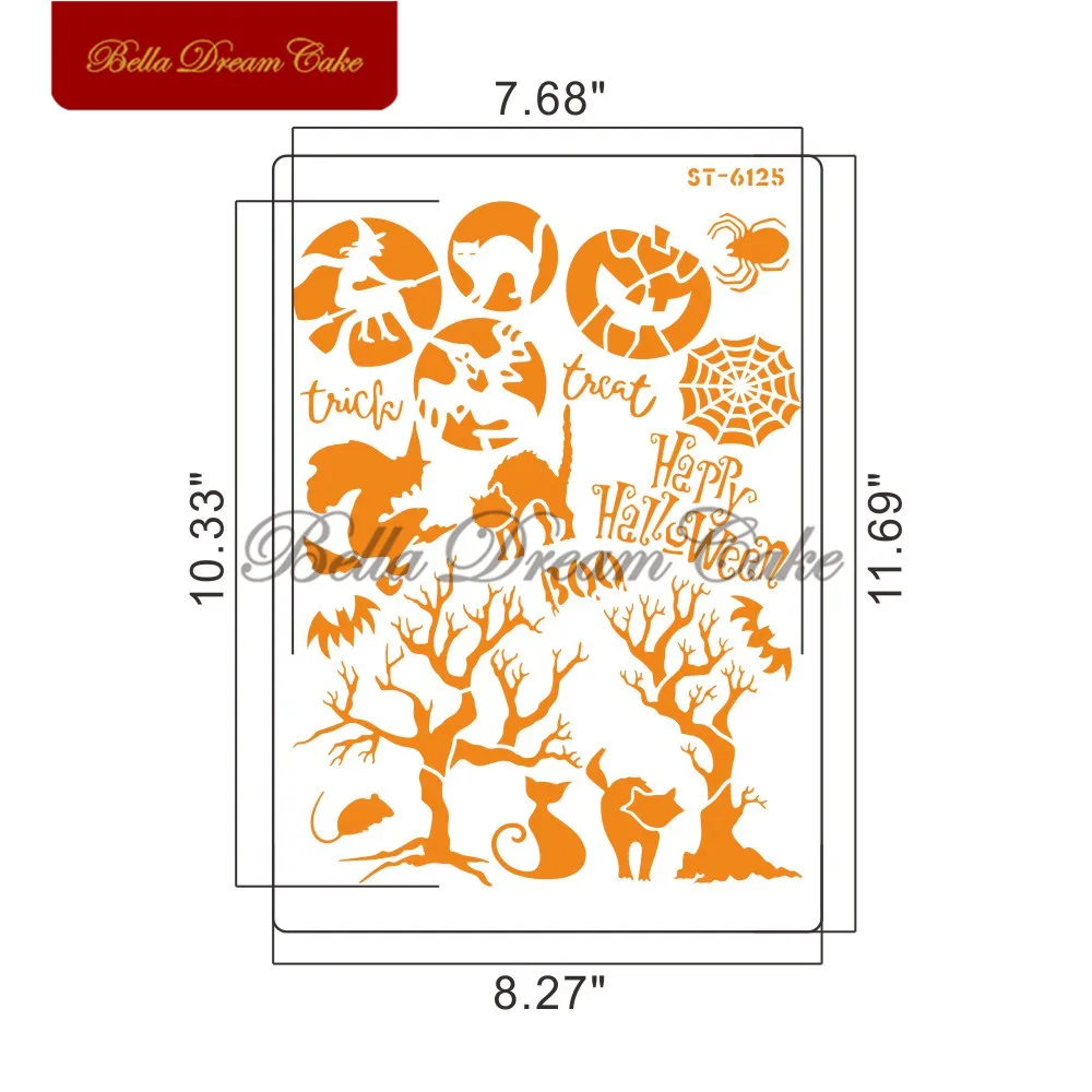 A4 Size Halloween Pumpkin Cake Stencil DIY Layering Stencils PET Wall Painting Scrapbook Coloring Album Decorative Card Template