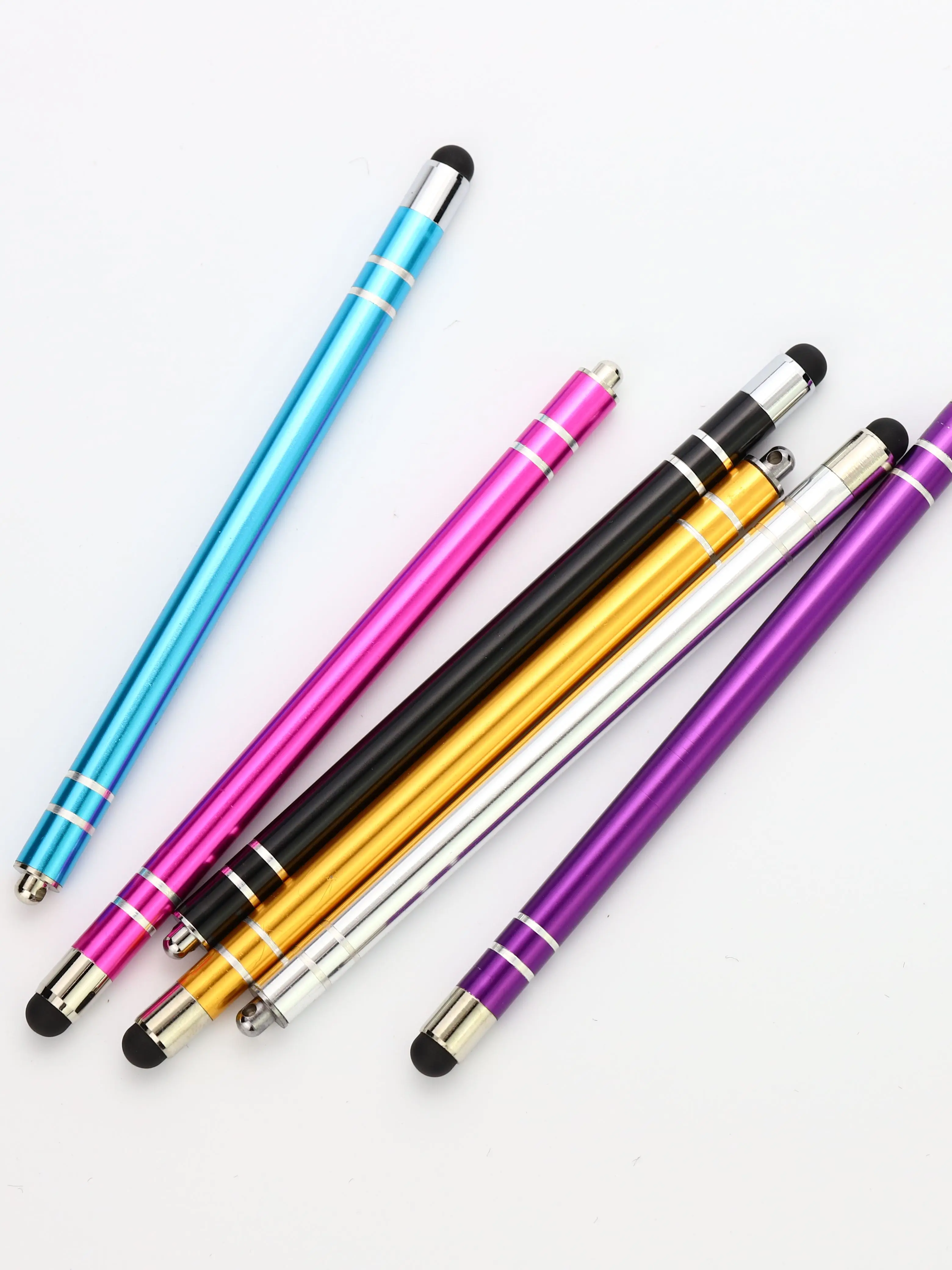 Multi-color Compact Vrouwen Metalen Capacitieve Touch Telefoon Tablet Rubber Tip Stylus Custom Logo Voor Ipad Iphone