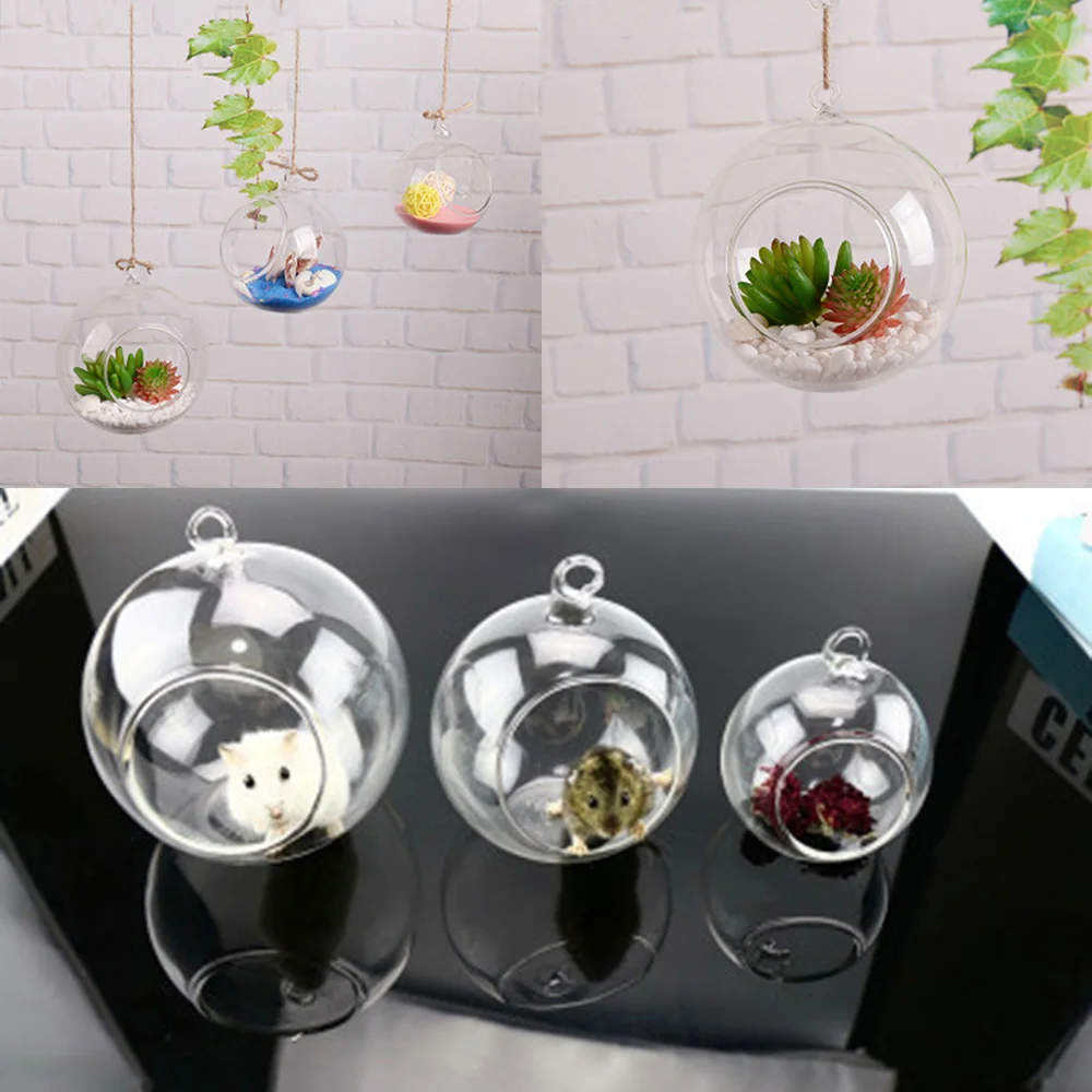 1pc 8/10cm Clear Hanging Ball Glass Candle Holder Tealight Globes Terrarium Wedding Candle Candlestick Vase Home Bar Decor