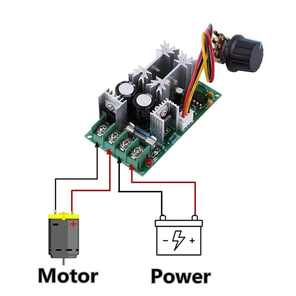 DC10-60V DC Motor Speed Regulator 12V 24V 36V 48V High Power Drive Module PWM Motor Speed Controller 20A Current Regulator