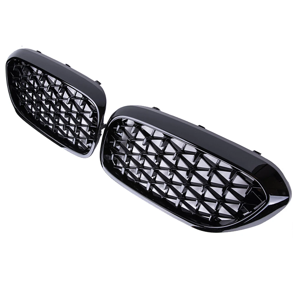 2PCS Car Racing Grill Meteor Diamond Star Style Front Kidney Grille Bumper For BMW 5 Series G30 G31 G38 520i 530i 540i 2018 2019