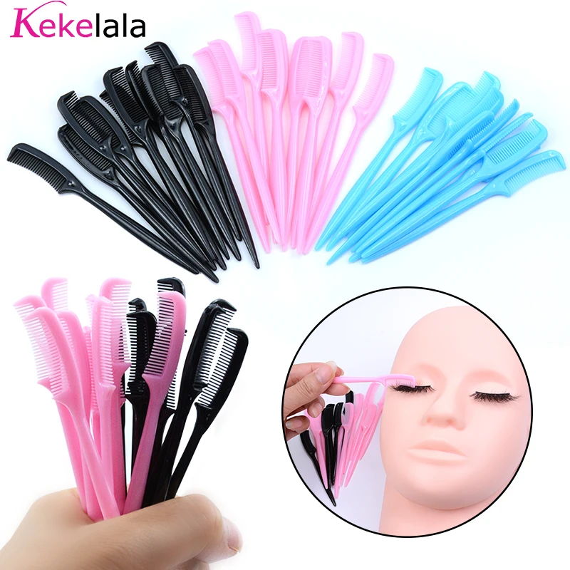 Kekelala 10 pièces en gros Mini peignes à cils petites brosses à sourcils mignonnes applicateurs d'extension de cils poupée Mascara baguette brosses