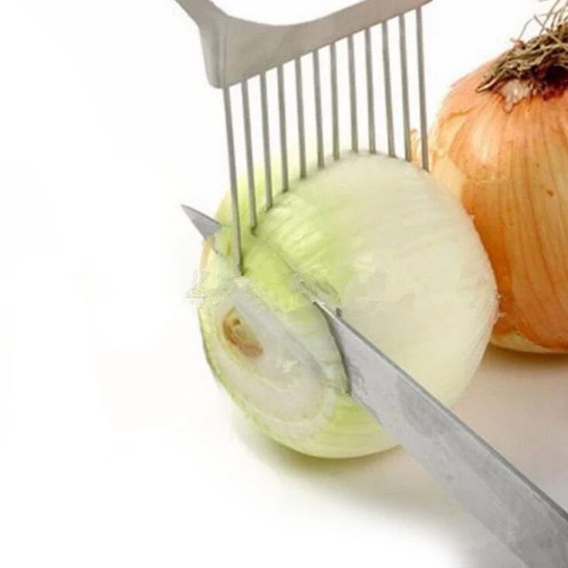 Stainless Steel Onion Cutter Onion Fork Fruit Vegetables Cutter Slicer Tomato Cutter Knife Cutting Safe Aid Holder Kitchen Tools