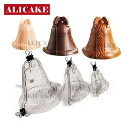 3Pcs 3D Chocolate Mold Christmas Bell Polycarbonate Cake Mold for Chocolates Pans Trays Baking Pastry Confectionery Utensils