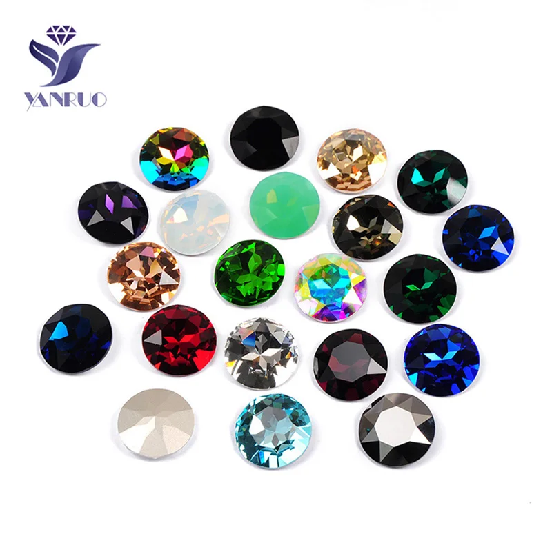 YANRUO 1201 Round 27mm Large Rhinestones Top diamond Sewing Crystal Pointback Stass Jewlery For Clothes