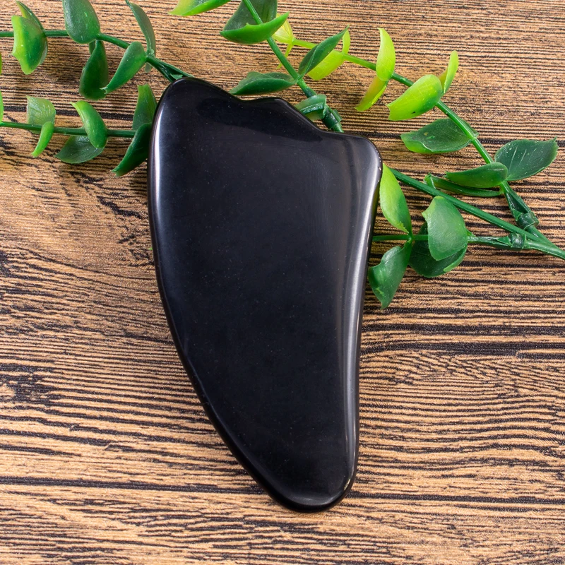 Natural Jade Guasha Tool Black Obsidian Stone Facial Eye Body Scraping Massage Beauty Relaxation Therapy Skincare Instrument