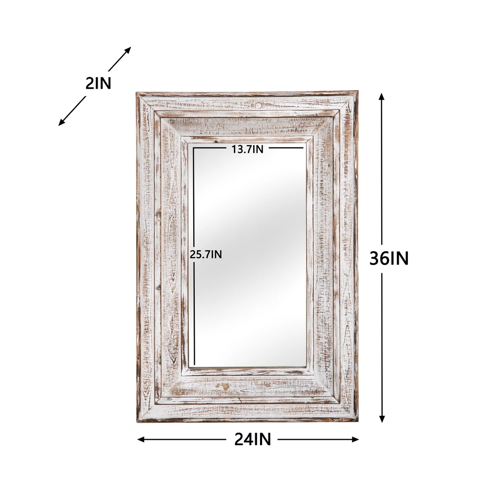 US Warehouse 91.44*60.96*5.08)cm Artisasset Iron Wall Mirror Decorative Mirror Antique White Designer Decorative Wall Mirror