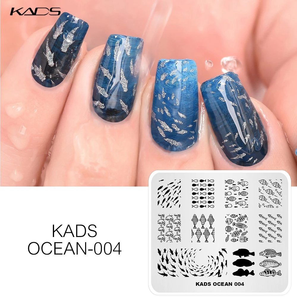 KADS Nail Template Ocean 004 Nail Art Stamping Image Plate Fish Design Template Stencil Beauty Tools Nail Art Decorations Stamp