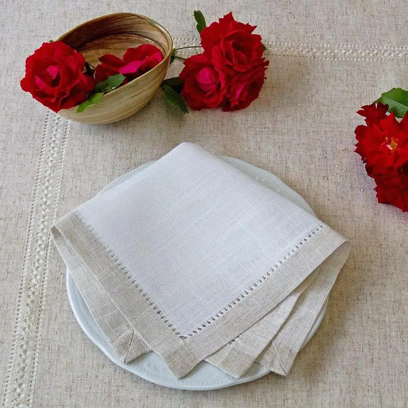 @Practical & Versatile Napkin with Handmade Hemstitch, Elegant  Linen Look, Table Decor,Home/Airbnb/Banquets/Hotel