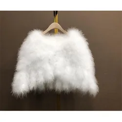 Real Ostrich Feather Cape for Women Winter Warm Wedding Fur Cape Luxurious Boleros Bride White Ivory Shrug Bridal Party Shawl S7