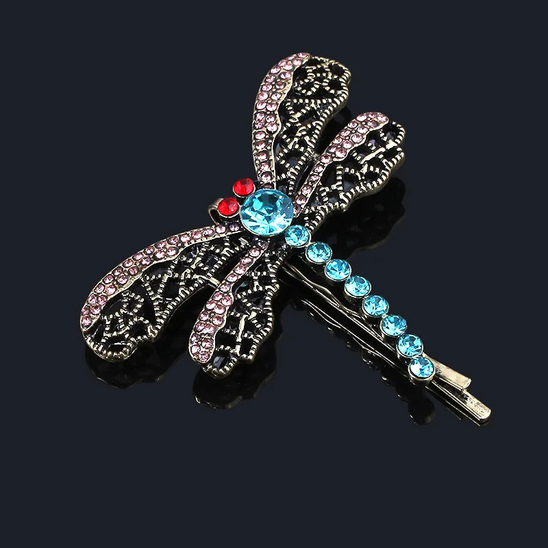 Horror Movie Coraline Crystal Dragonfly Hair Clip Brooch For Girls Cute Animal Hairpin Jewelry Halloween gifts