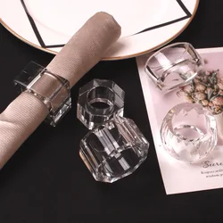 Transparent Crystal Napkin Ring, Table Set, Tableware Decoration, Mouth Ring, Hotel Model Room, 4Pcs