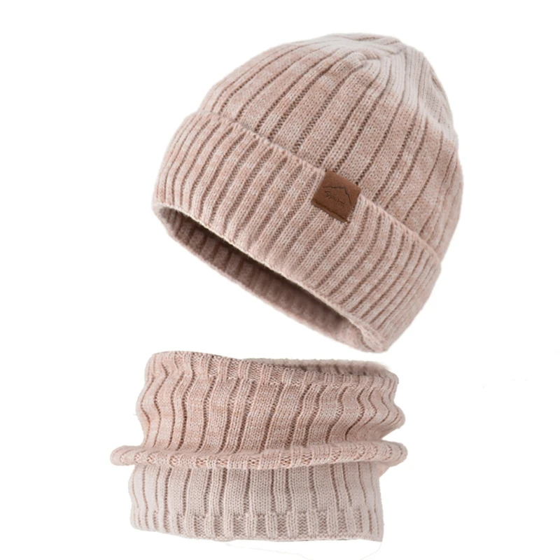 Winter Farbe Passenden Beanie Hut Schal Set Warm Slouchy Kalten Wetter Stricken Caps