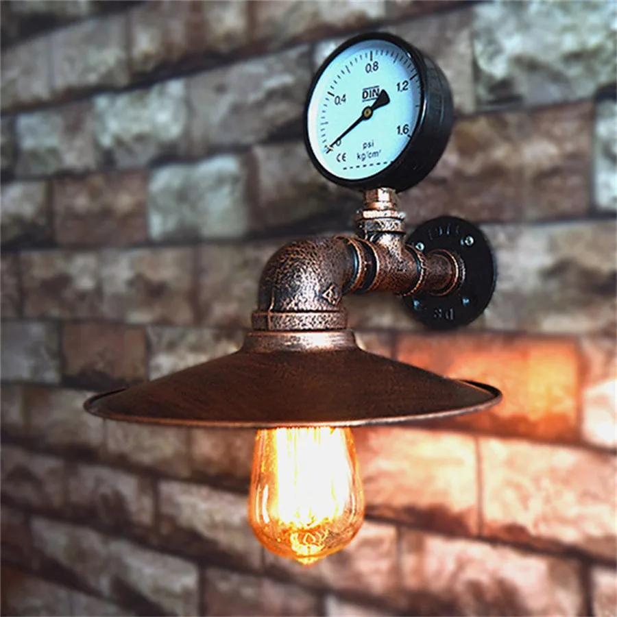 Steam Punk Loft Wall Lights Iron Rust Industrial Water Pipe Retro Ceiling Lamps Vintage E27 Sconce for Living Room Bedroom Bar