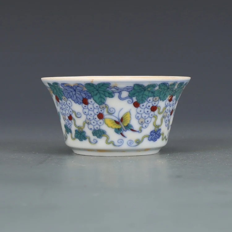 Daming Chenghua Colorful Grape Cup Antique Porcelain Antique Tea Cup