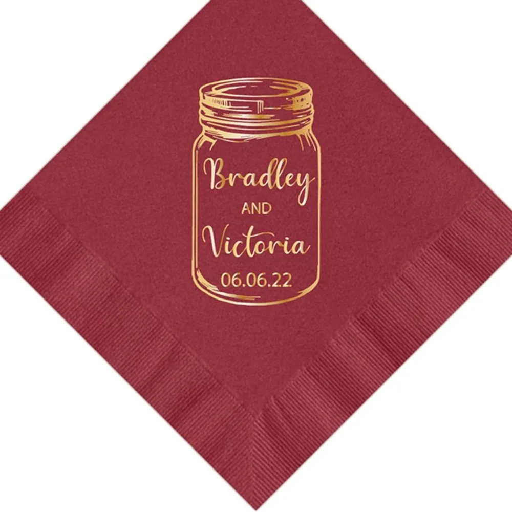 Personalized Napkins Beverage & Luncheon Size Available Wedding Napkins Shower Engagement Custom Monogram Rustic Mason napins