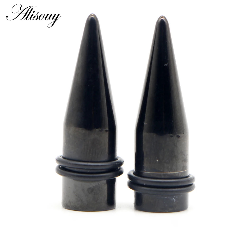 Alisouy 2pcs Surgical Steel Ear Plug and Tunnel Ear Taper Ear Expander Stretcher Ear Stud Gauge Piercing Cartilage Body Jewelry