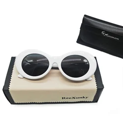 Fashion Kurt Cobain Glasses White Oval Clout Goggles Sunglasses Rapper Shades Fancy Glasses for Men Women oculos UV400 Top