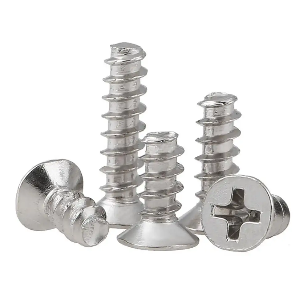 Tornillos autorroscantes de cola plana avellanada Phillips, M1.4-M4, cabeza plana cruzada, pernos pequeños de extremo plano, Zinc negro/niquelado